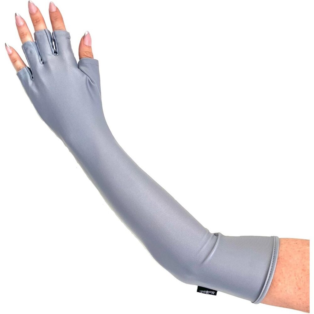 Women's Light Protective Fingerless Gray Long Gloves Round Wear Cozy Design